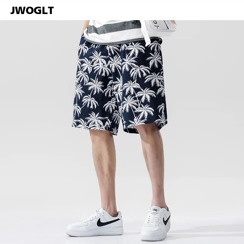 Мужские пляжные шорты-бермуды летние свободные шорты с принтом тропического