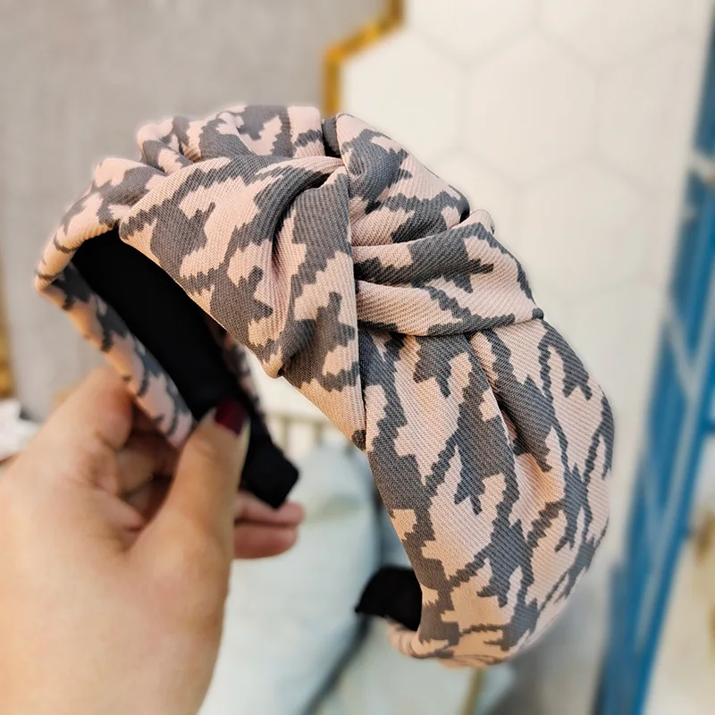 Повязка на голову гусиная лапка теплая зимняя аксессуары для волос взрослых