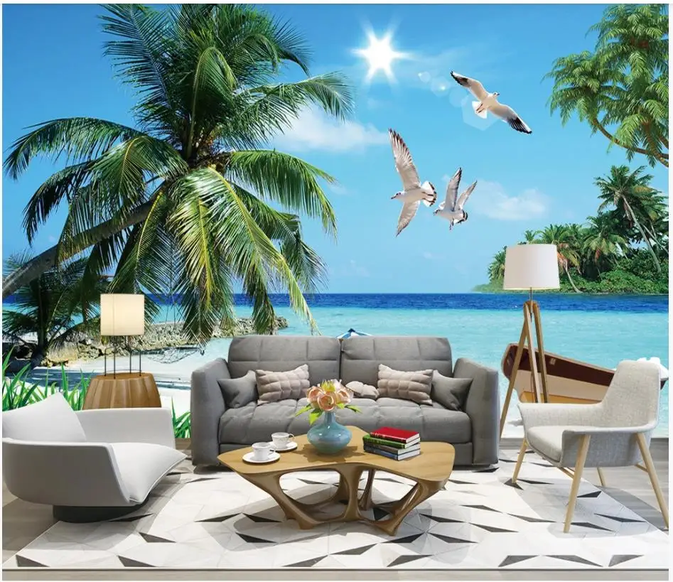 

Custom photo wallpaper 3d murals wallpaper for living room seascape landscape painting tree mural TV background wall papers