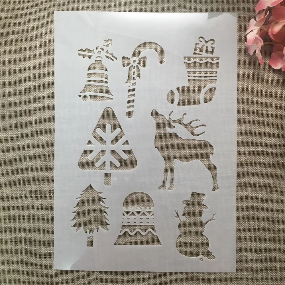 

A4 29cm Christmas Elements DIY Layering Stencils Wall Painting Scrapbook Coloring Embossing Album Decorative Template