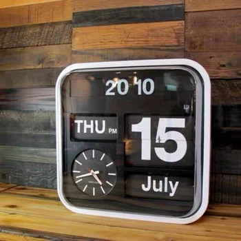 Luxury Large 43cm Automatic Flipping Wall Clock Creative Fashion Mechanical Calendar Flipping Clock