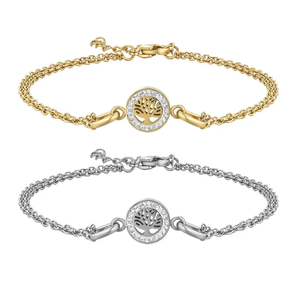 Браслет BONISKISS из нержавеющей стали Женский регулируемый браслет-цепочка с древом