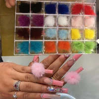 2 7cm2 7cm 24girds pompoms charms nail art decorations pompoms ball in clearn box manicure magnet soft pom charms24pcs