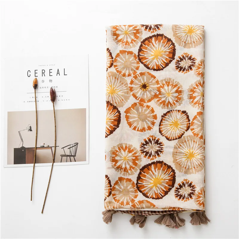 

New Women Autumn Luxury Soft Cotton Floral Viscose Shawl Scarf High Quality Print Wrap Pashmina Snood Bufandas Muslim Hijab Lady