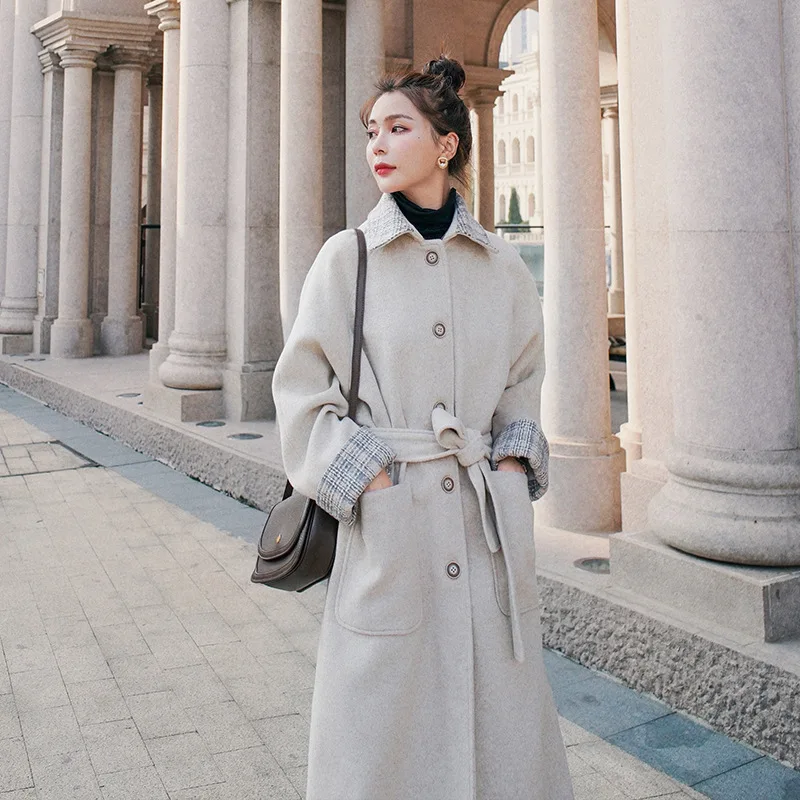 

Hepburn Wind Woolen Coat Women's Mid-Length And Small Korean Version Loose Thick Winter Jacket Women 2020 New