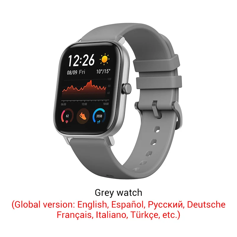 Grey color Xiaomi Amazfit GTS Smartwatch 341PPI AMOLED дисплей 5 атм водонепроницаемый 14 дней батарея gps управление музыкой - Цвет: Grey color