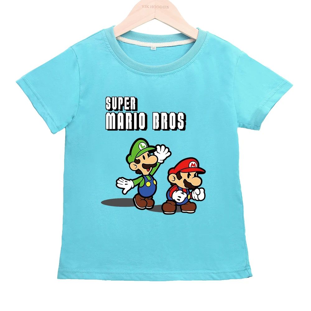 

Super Mario Brothers Cartoon Print Short Sleeve T-shirt Top Men's and Women's Summer Sports and Leisure Short Sleeve T-shirt