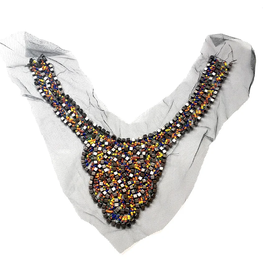 1 шт. DIY ручной работы тяжелое вышитое бисером с кружевным воротником аппликацией