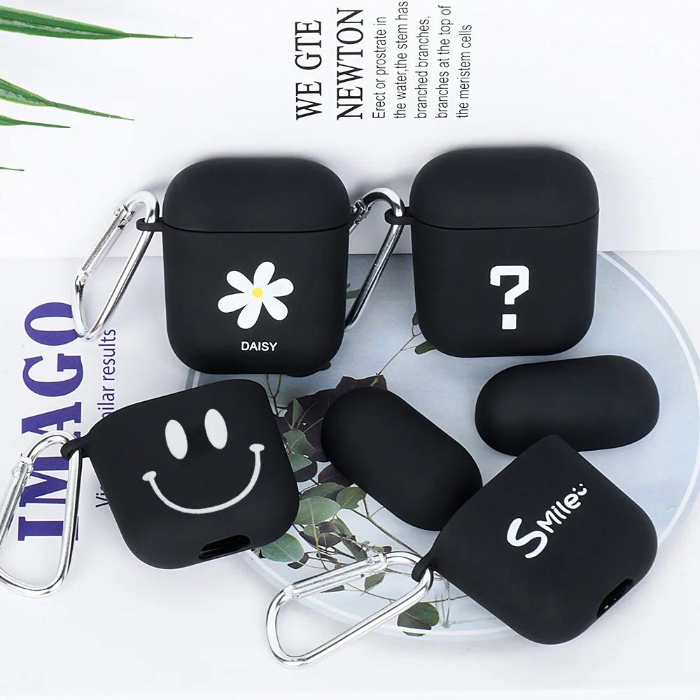 Чехол для Airpods 1 2 черный матовый чехол наушников из поликарбоната Apple с крючком