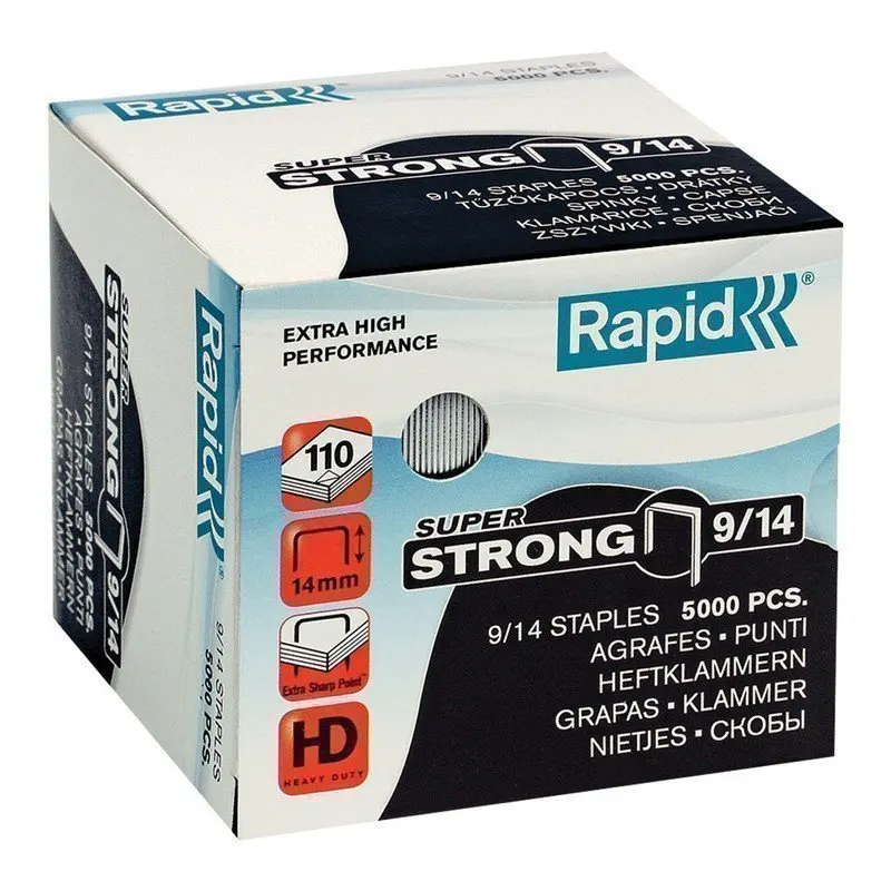 Скобы для степлера RAPID HD110 &quotSuper Strong" №9/14 5000 штук до 110 листов 24871500 | Канцтовары