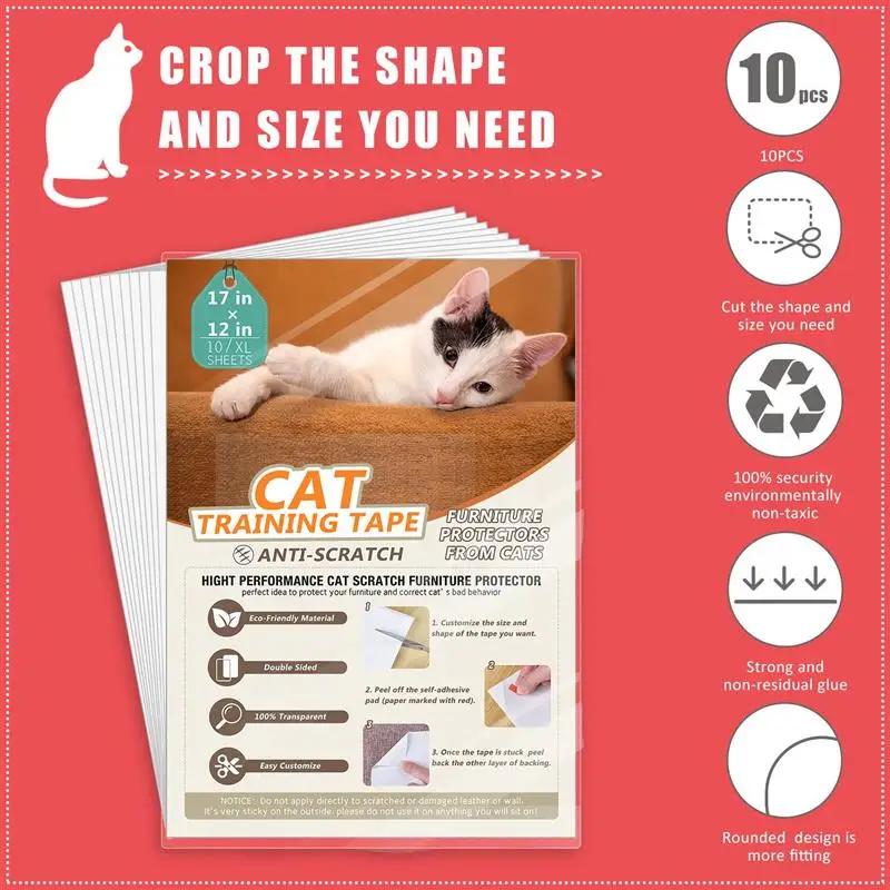 

10pcs Sofa Protection Adhesive Tape Protection Furniture Pet Train Seats Cat Scratch Guard Mat Cat Anti-Scratch Protective Film