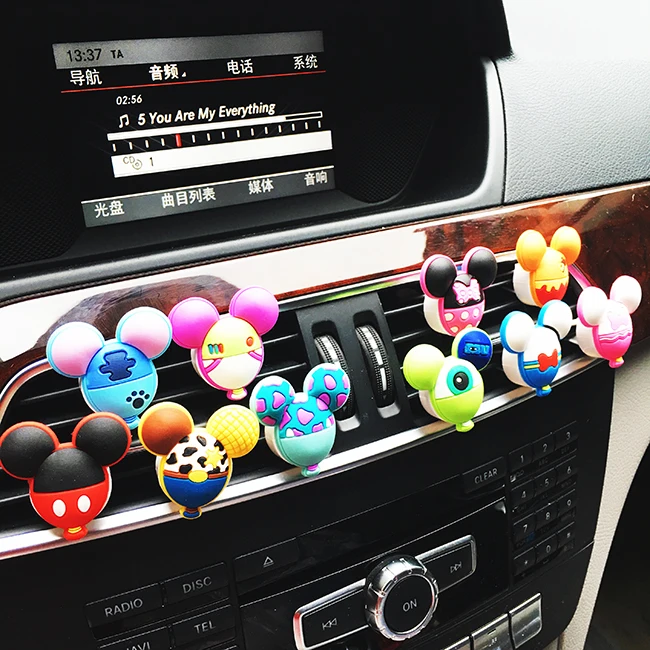 

Car Air Freshener Clip Cute Fresher Cartoon Perfume Vent Fragrance PVC 2021 Lovely Auto Accessories Solid Lemon Flavour