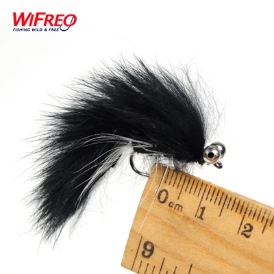 8PCS Black Wifreo 8 шт. 6# зеленый/оливковый Белый Черный немой колокольчик глаз Zonker Fly Рыбалка стримеры - Цвет: 8PCS Black