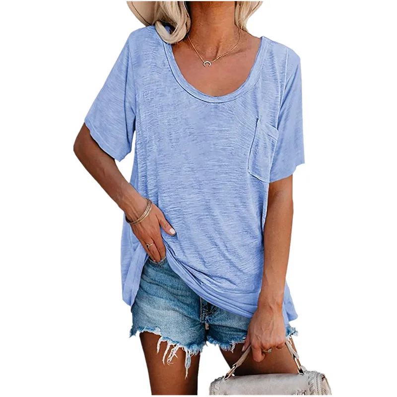 

Vintage Sexy Crop Tops Women Casual Short Sleeve Pullover Tees Summer Slim Oversized T-shirt Woman Pockets Streetwear 2021
