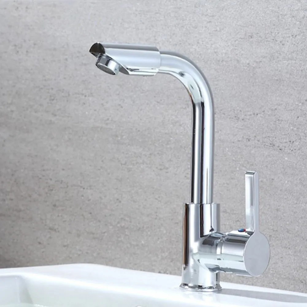 

360 Rotation Hot And Cold Bathroom Faucet Basin Single Hole Kitchen Bathroom Basin Sink Faucet Silver Zinc Alloy Toilet Tap
