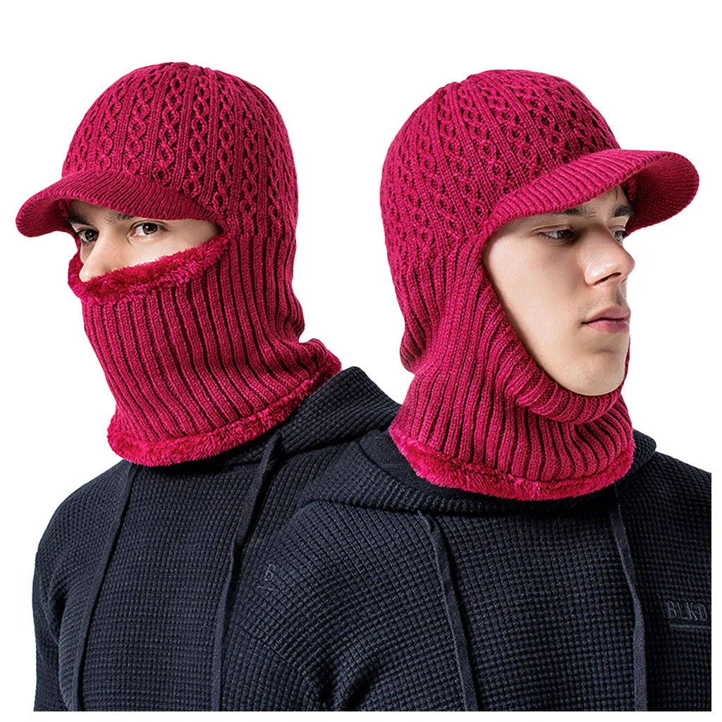 2 способа ношения Мужская зимняя шапка с воротником набор плюс бархатная Толстая