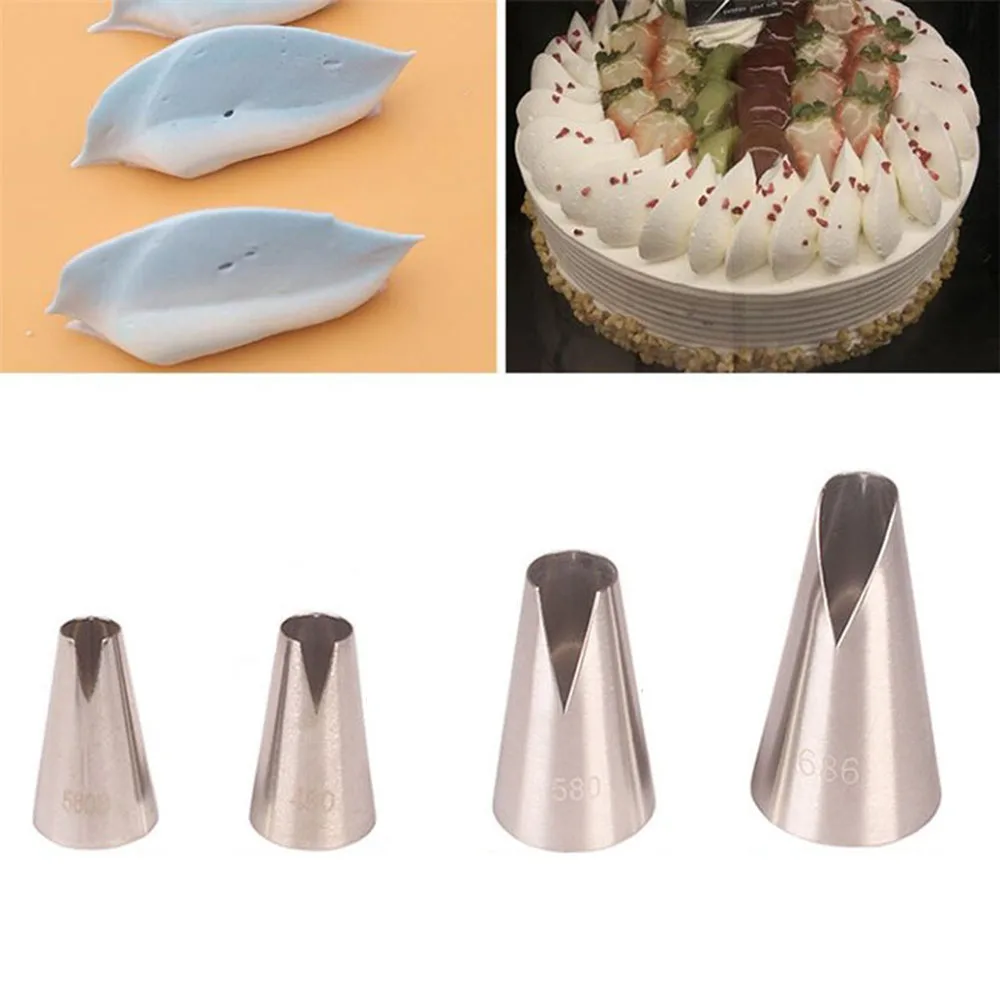

#480#580S#580#686 Cake Nozzles Cream Decoration Cake Head Icing Piping Nozzle Pastry Tools Fondant Flower Baking Tips 4Pcs/set