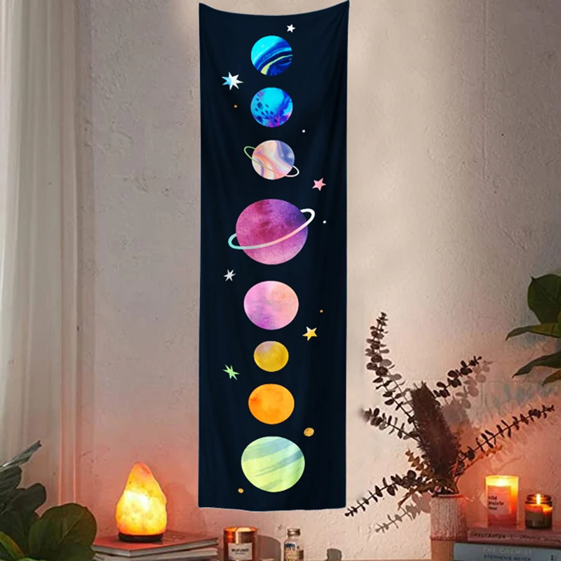 Винтажный гобелен с планетами настенный психоделической Галактикой космосом