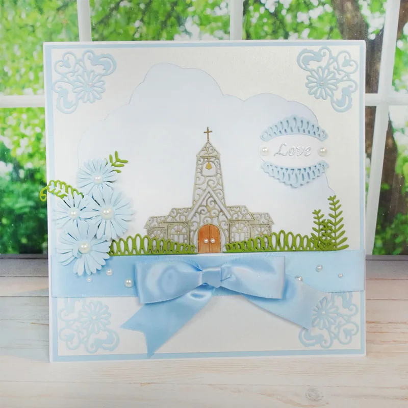 Вырубные штампы романтическая церковь пары Цветочная корзина смешанный