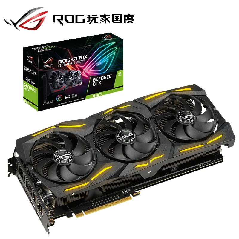Asus ROG-STRIX-GTX1660TI-A6G-GAMING 6G Дискретная графическая компьютерная игровая видеокарта GTX1660Ti 6G DDR6