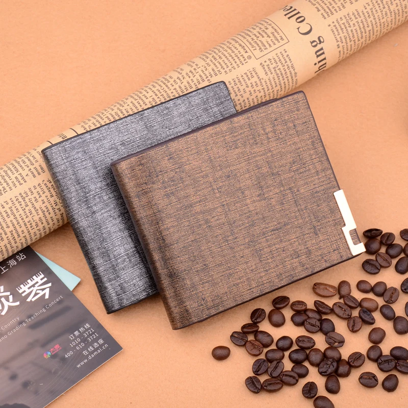 Мужской кожаный кошелек короткий золотой тонкий милый роскошный передний карман