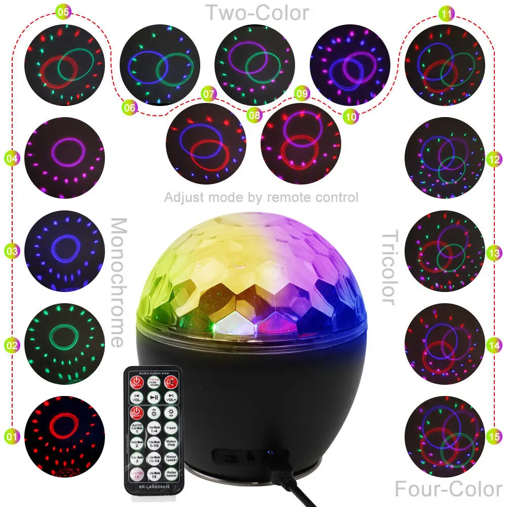 KAWATIK дискотечный светильник Хрустальный звук активированный вечерние DJ спикер RGB