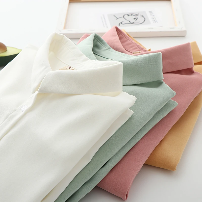 Рубашка ярких цветов с отложным воротником и длинными рукавами шифоновая блузка