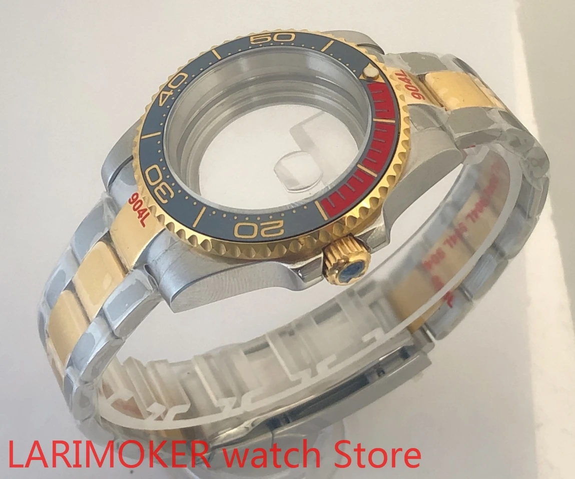 

Transparent back 40mm sapphire glass case with 904L stainless steel bracelet with ETA NH36 MH35 cases blue red bezel