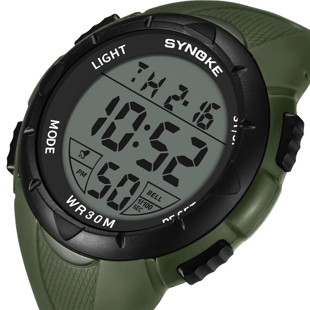 Часы наручные мужские светодиодные цифровые водонепроницаемые до 30 м - купить по