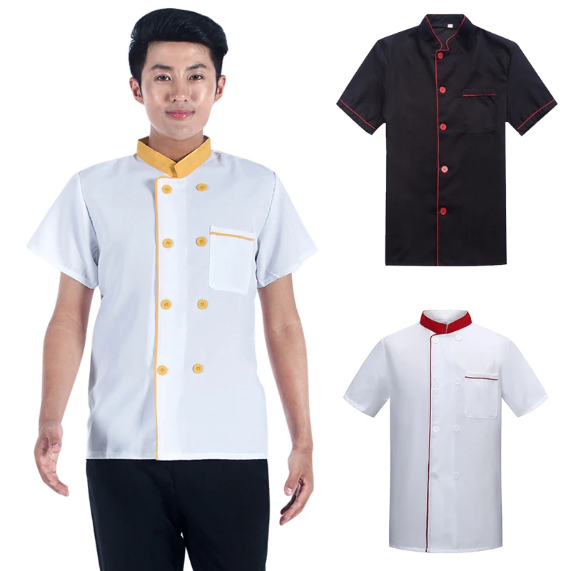 Униформа шеф-повара для мужчин и женщин пиджак с коротким рукавом рубашки кухни