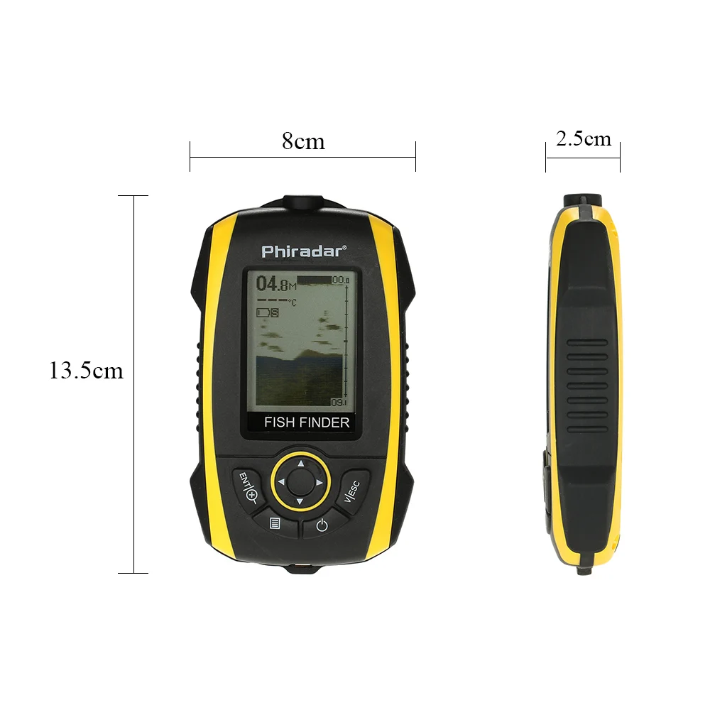 Phiradar портативный рыболокатор ЖК-дисплей Sonar сенсор преобразователь сигнал