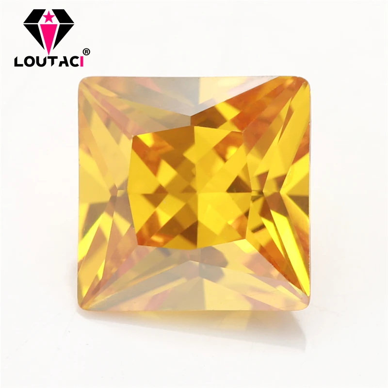 

LOUTACI Fashion Style Women Ceremony Jewelry Gemstone Square Golden Yellow Color Cubic Zirconia Small Size 1.5x1.5-4.5x4.5mm