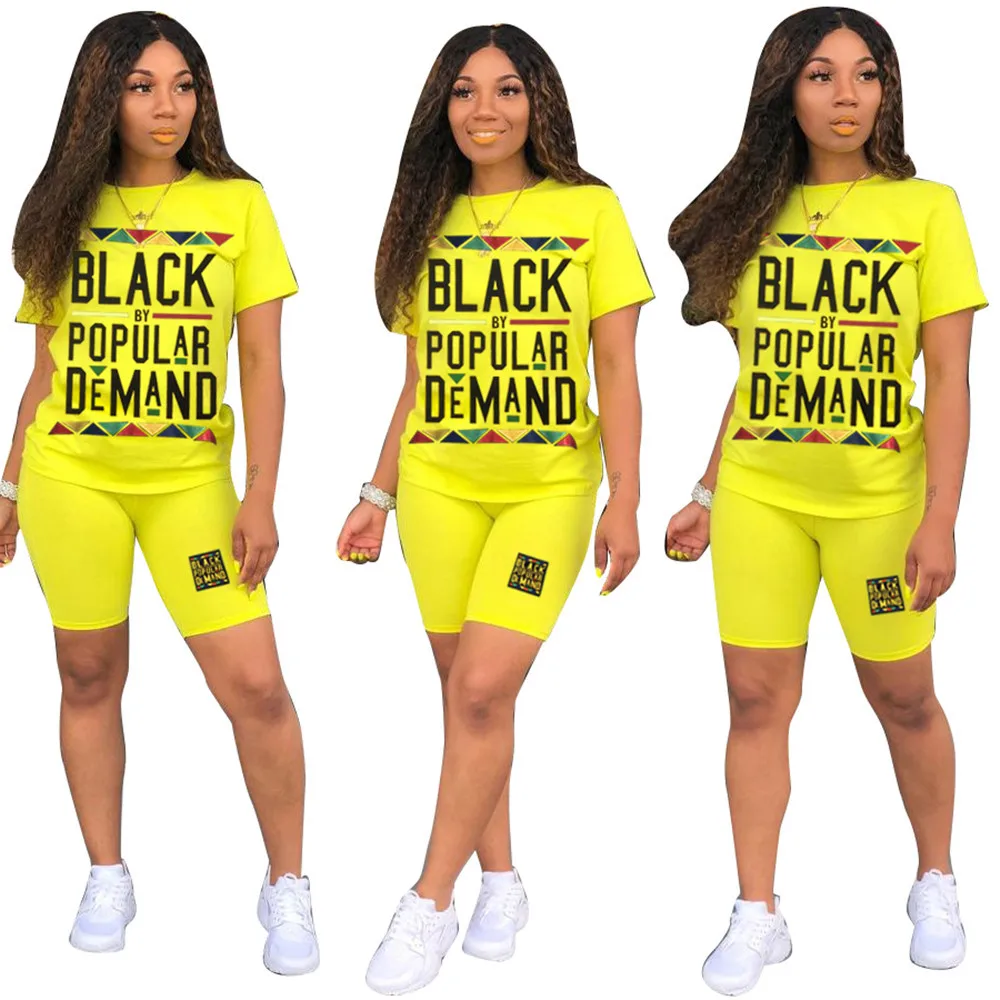 2019 Summer Women Letter Print Streetwear 2 Piece Set Tracksuit Jogging Femme Outfits Clothing Neon Green Yellow |