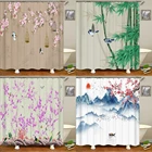 Шторы для душа с градиентом китайских птиц, 180x180 см