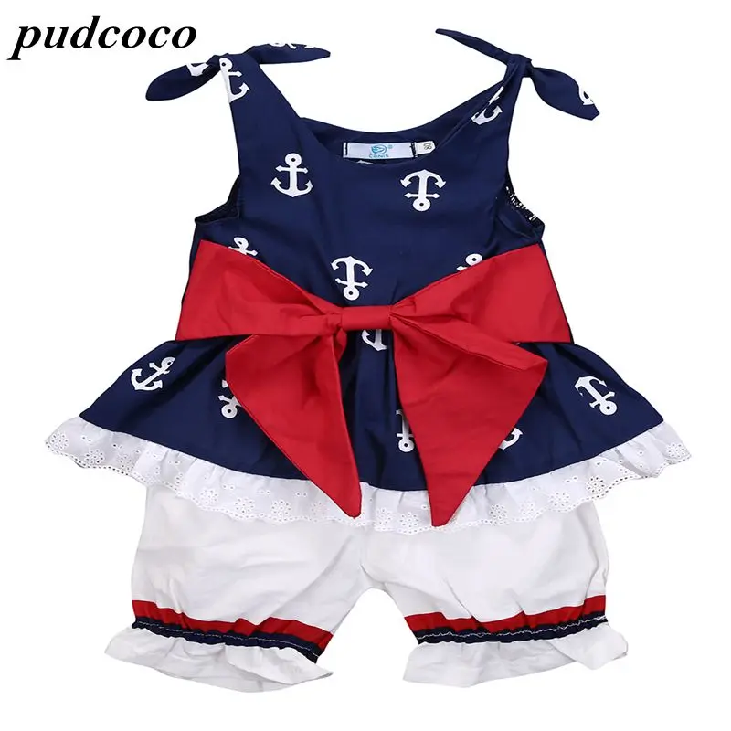 Комплект из 2 предметов топ с бантом и якорем футболка шорты спортивные комплекты