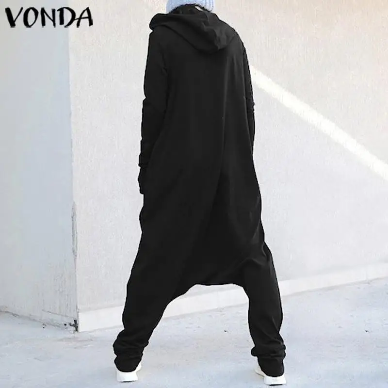 Комбинезоны размера плюс женские комбинезоны VONDA с капюшоном и заниженным