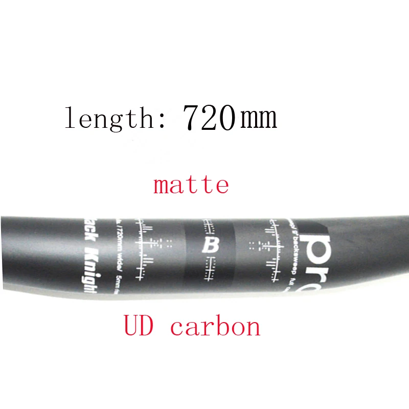720mm matte Черный рыцарь PRO RXL стиль UD углеродный ХХХ MTB плоский велосипедный Руль Горный велосипед запчасти бар 9 градусов обратная развертка 5 мм rise - Цвет: 720mm matte