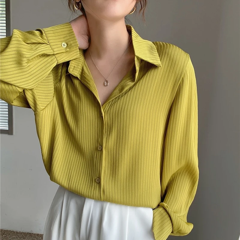 

Long Sleeve White Shirt Women Fashion Button Striped Shirts Female Oversized Korean Casual Loose Vintage Woman Blouse Tops 13163
