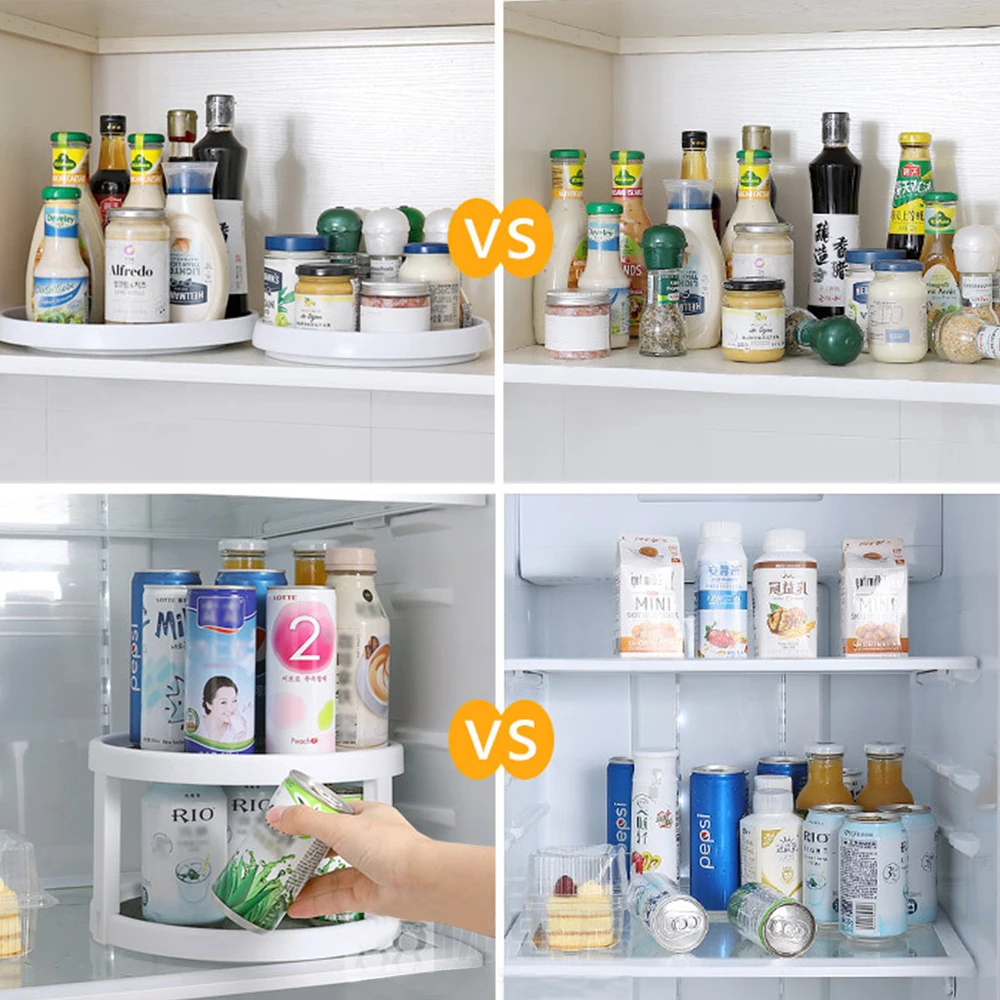 HILIFE 2 Tier Condiment Storage Rack Rotating Organizer Round Shelf Spice Kitchen Tray Pantry Cabinet Turntable | Дом и сад