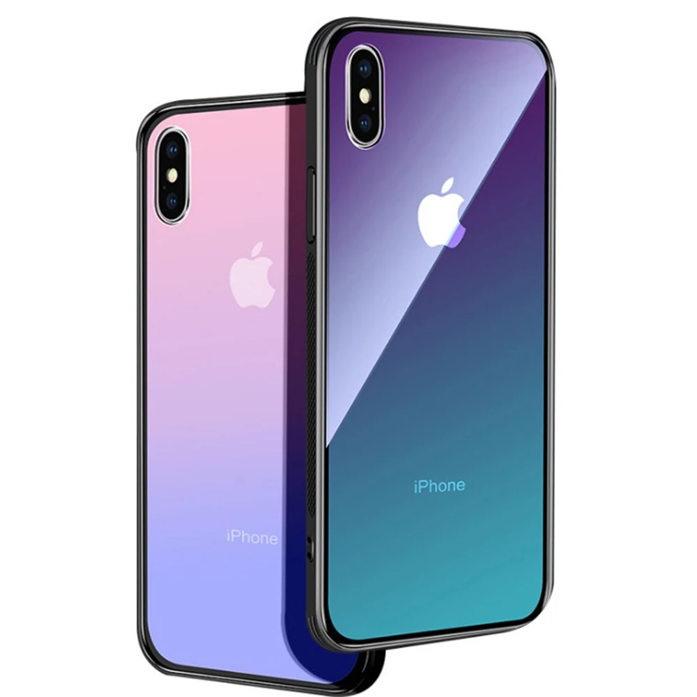 Ультратонкий стеклянный чехол с градиентом Aurora для iPhone 11 Pro 7 8 6 6S Plus X XR XS Max мягкая