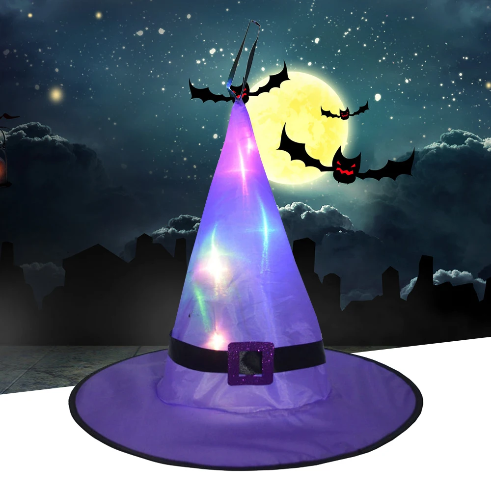 Светодиодный светящийся головной убор ведьмы на Хэллоуин украшение для улицы