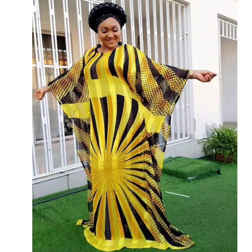 Желтые шифоновые африканские платья для женщин африканская одежда