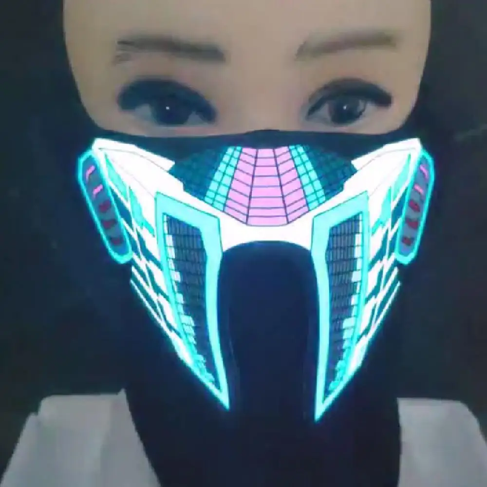 

Halloween Decoration Night Riding Mask Halloween LED Voice Control Mask Night Riding Costume Ball Mask Party Decoration