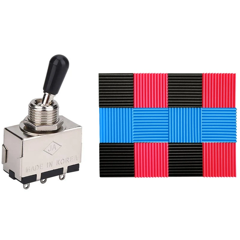 

12Pcs Acoustic Panels Acoustic Tiles Studio Foam with 1Pcs Guitar 3 Way Toggle Switch, for Lp Style Electric Guitar