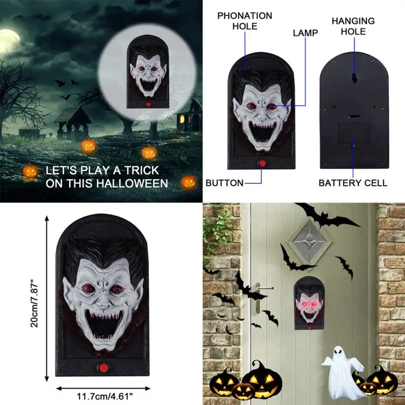 

Halloween Decorations Tricky Doorbell Animated Haunted Doorbell Skull Doorbell Prop With Moving Tongue And Light Up Eyes For Hal