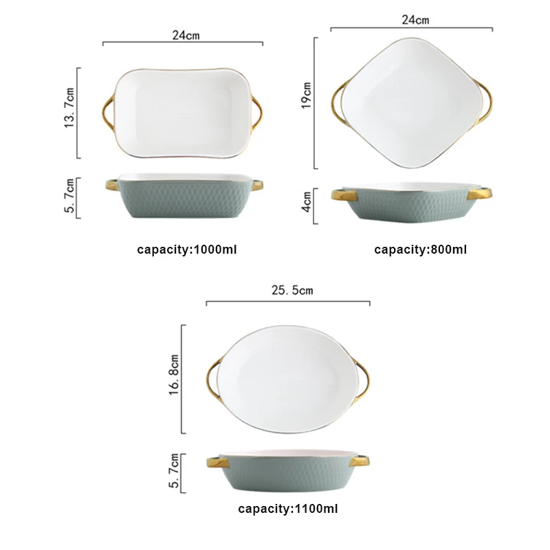 

Northern European Style Dual Handle Baking Tray Ceramic Plate Oven Special BV789