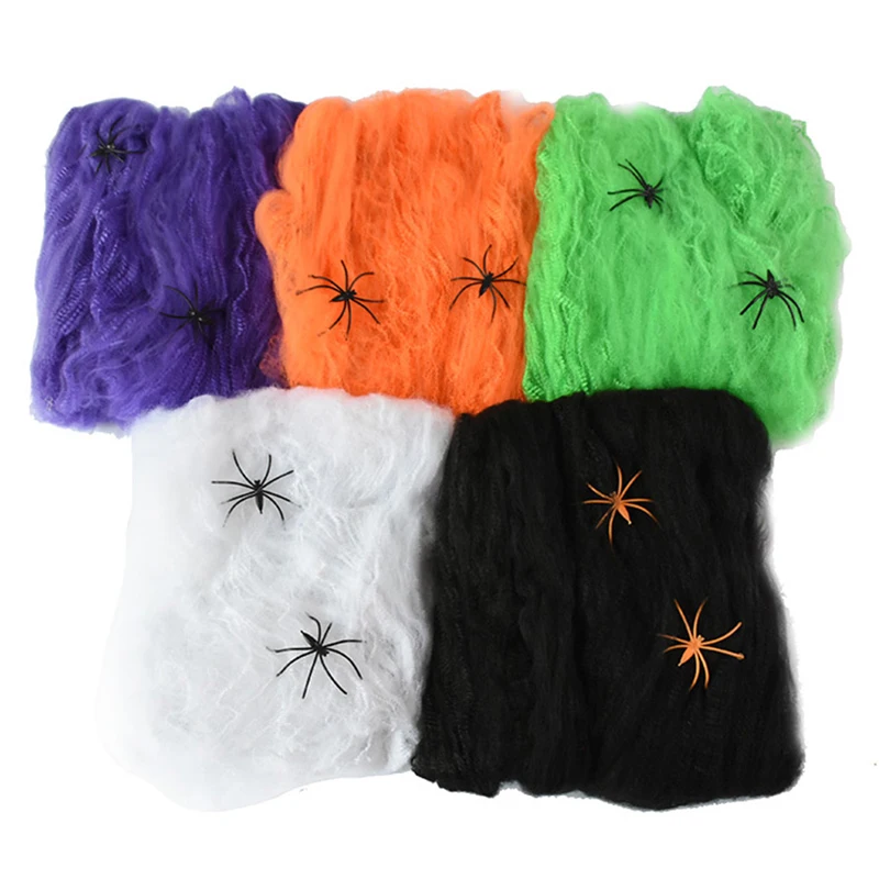 

Halloween Scary Party Stretchy Spider Web Spider Haunted House Bar Props