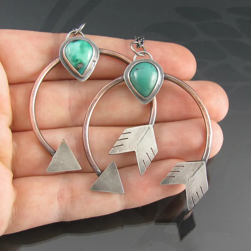 

2020 New Vintage Resin Drop Earrings For Women Indian Tribal Jewelry Metal Silver Color Ethnic Earring Accessories Mujer Gift