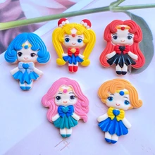 10Pcs Kawaii Resin Mixed Cartoon Girl Flat Back Cabochon Crafts Clothing DIY Scrapbooking Accessories H85