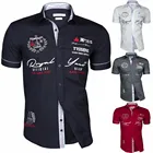 Новинка 2019, мужские модные рубашки Zogaa, Летняя Повседневная рубашка с короткими рукавами, приталенный однотонный топ, размера плюс